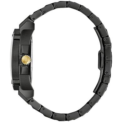 Bulova Men's Icon Black Ion-Plated Stainless Steel Gold Accent Dial ...