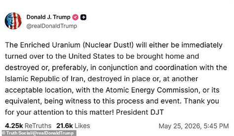 Trump reveals plan to destroy Iran's 'nuclear dust' as he irons out ...