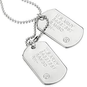 Buy Classic Two-Pieces Mens Military Army Dog Tag Pendant Necklace with ...