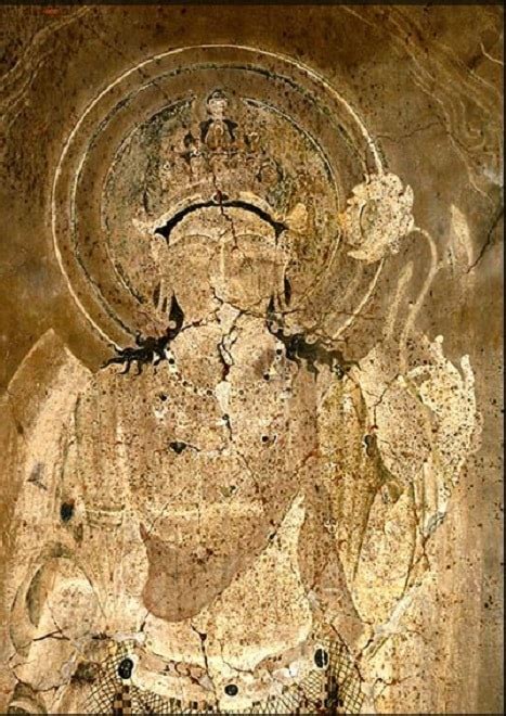 Buddhistische Wandmalereien aus dem 7. Jahrhundert in Nara der ...