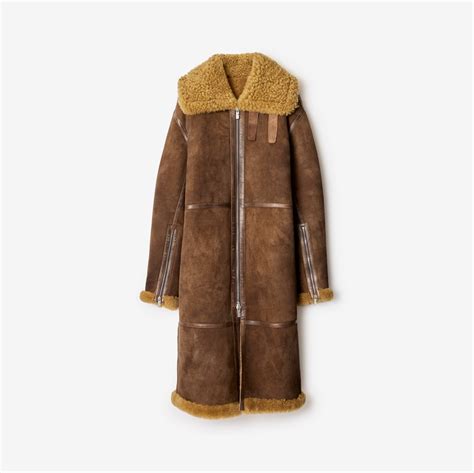 Shearling Coat in Moss - Women | Burberry® Official