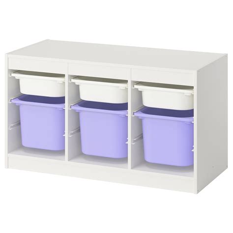 TROFAST storage combination with boxes, white white/lilac, 99x44x56 cm ...