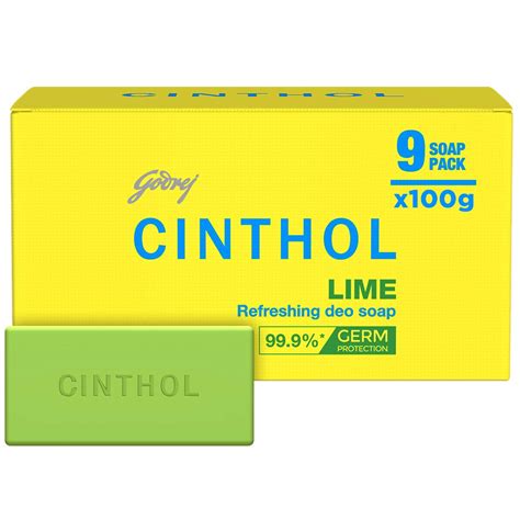 Buy Cinthol Lime Bath Soap - 100g (Pack of 9) | Lemony Deo Fragrance ...