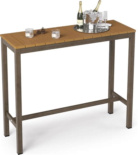 Amazon.com: Outdoor Bar Table Patio Counter Height Table 45" Long ...
