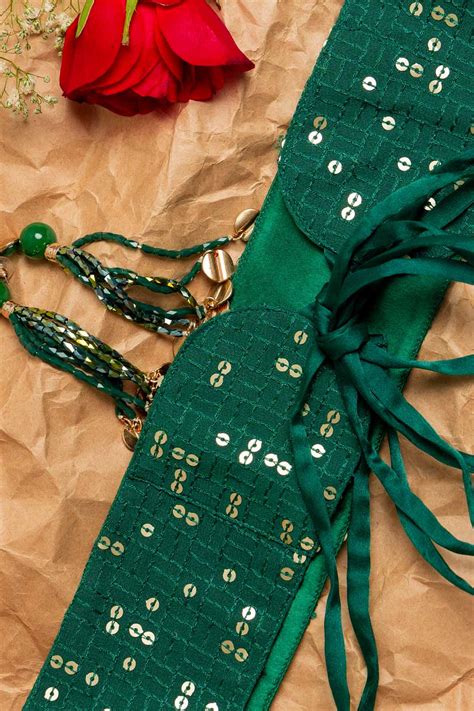 Buy Etti Kapoor Green Embellished Sequence Belt online at ScrollnShops