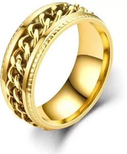 P R Production Stainless Steel Gold Plated Ring Price in India - Buy P ...