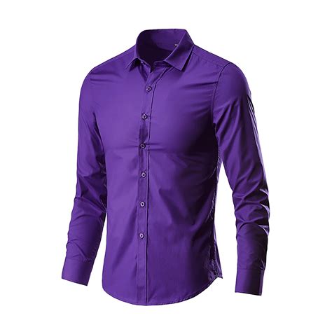 Purple Dress Shirts for Men Slim Fit, Long Sleeve Men'S T-Shirts, Work ...