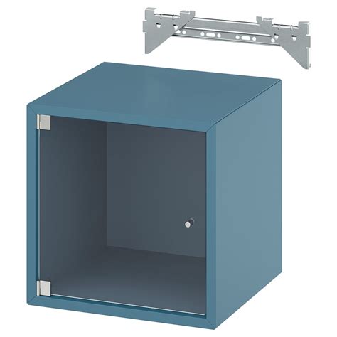 EKET wall cabinet with glass door, dark grey-blue, 35x35x35 cm (133 ...