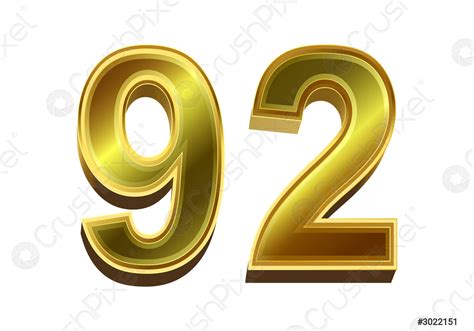 3d golden number 92 isolated on white background - stock vector 3022151 ...