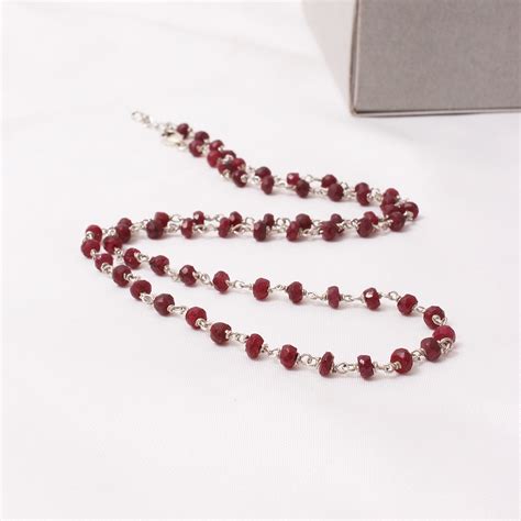 Exquisite Ruby Silver Rosary Chain Necklace – Elevate Your Aura with P ...