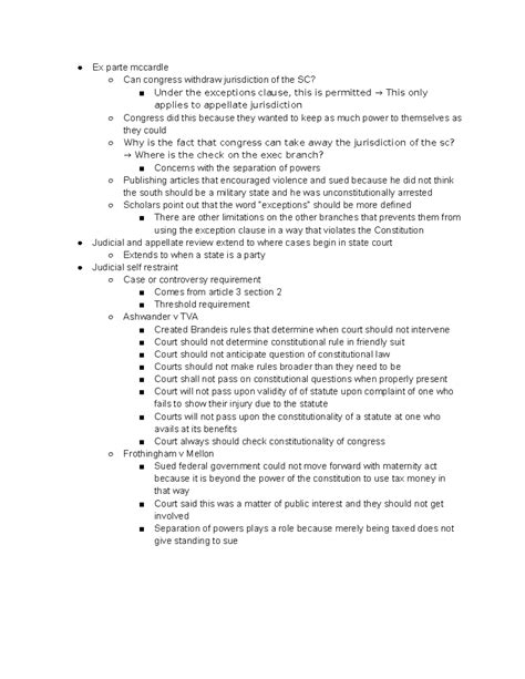 Class 8 - Detailed notes from this lecture - Ex parte mccardle Can ...