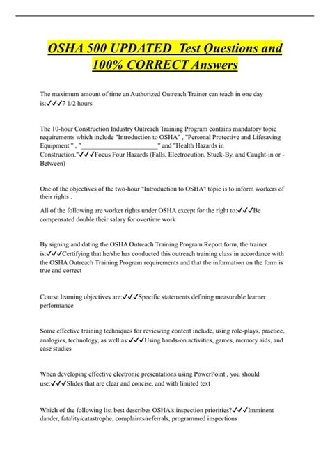 Image result for OSHA Test Answers For