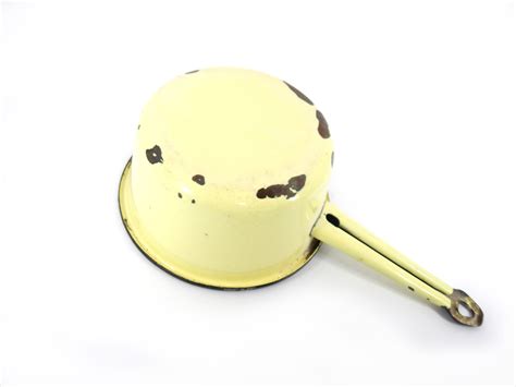 Vintage enamel cooking pot with handle, vintage kitchen decor – Tinos ...