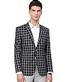 MANQ Men's Slim Fit Single Breasted Blazer (MCB-212MBLUE-34_Black ...