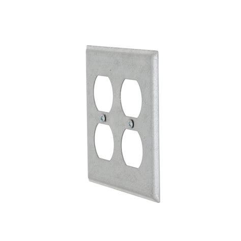 Hubbell RACO 2-Gang Gray Metal Indoor Duplex Wall Plate 873 at Lowes.com