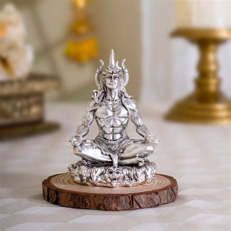 Adiyogi Mahadev Idol-Pure Silver Plated Antique Finish – Nirvaan Arts