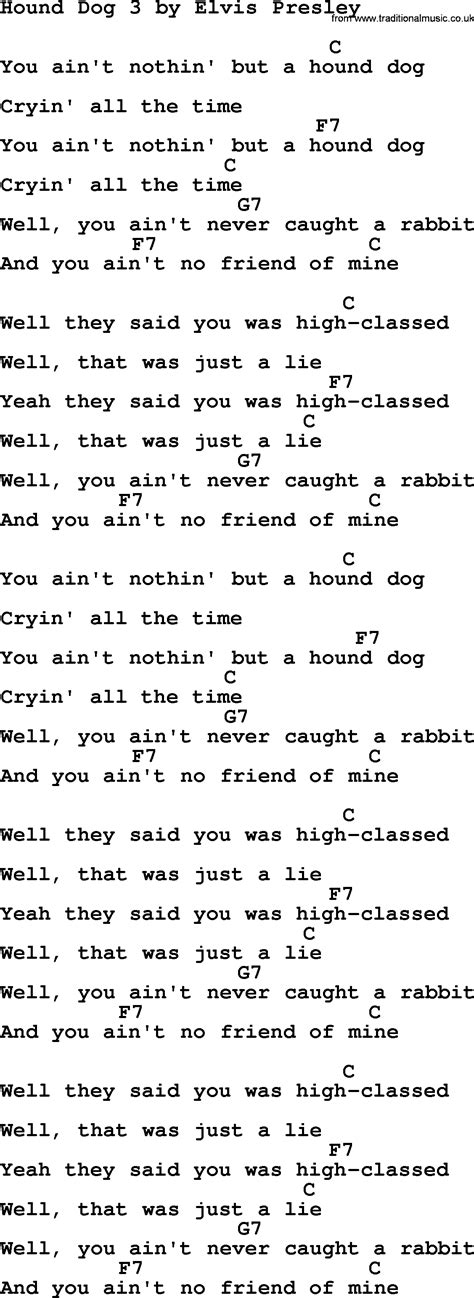 Elvis Presley Hound Dog Lyrics