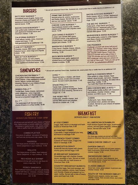 Menu at Nutz Deep II pub & bar, Marshfield
