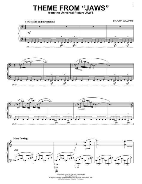 Theme from Jaws par John Williams Partitions pour Piano solo sur Sheet ...