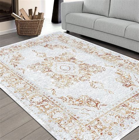 HR Area Rug Traditional Rug Gold Vintage Floor Mat Thin and Soft Rug ...