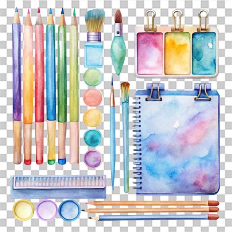 Stationery sets watercolor clipart isolated on transparent background ...