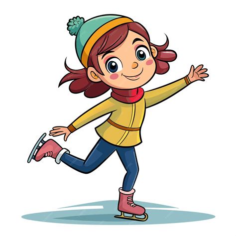 Girl Ice Skating Cartoon Vector Art | Premium AI-generated vector