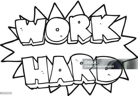 Freehand Drawn Black And White Cartoon Work Hard Symbol Stock ...