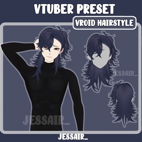 【VRoid Hairstyle Preset】Messy Male Hair with Physics | Messy Wolf Cut Style with a side tail ...