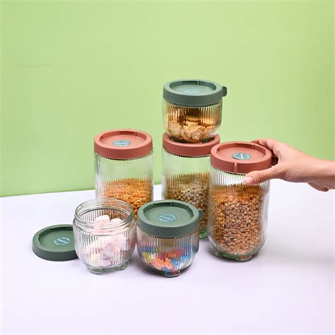 Transparent Glass Storage Jar Set of 6 - Organized Elegance Market99 ...