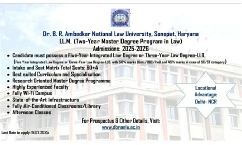 Admission, LL.M., 2 Years Master Degree, Dr. B. R. Ambedkar National ...