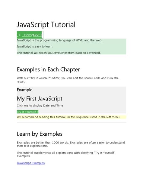 JavaScript Tutorial with Examples 的图像结果