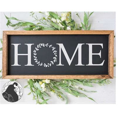 Home with Wreath SVG, Home Sign svg, Wreath Cut File for Far | Inspire Uplift