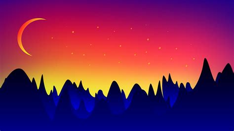 Download wallpaper 3840x2160 mountains, moon, landscape, vector 4k uhd ...