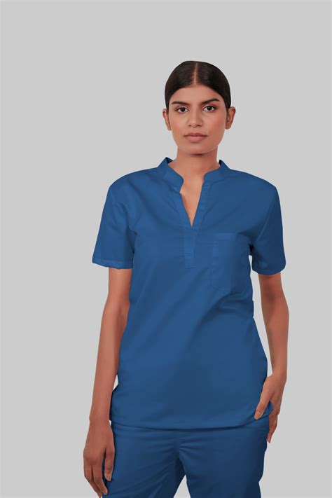 Stretchable (2Way) Women Navy Blue Mandarin Neck Scrub Top – The Scrub Life