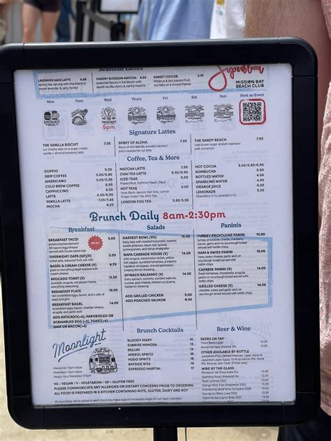 Carta del café Superbloom Coffee & Juice, San Diego