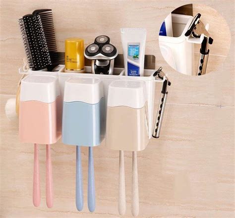 MyHeart Wall Mounted Toothbrush Holder Storage Holder with 3 Slot for ...