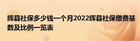 辉县社保多少钱一个月2022辉县社保缴费基数及比例一览表_文财网