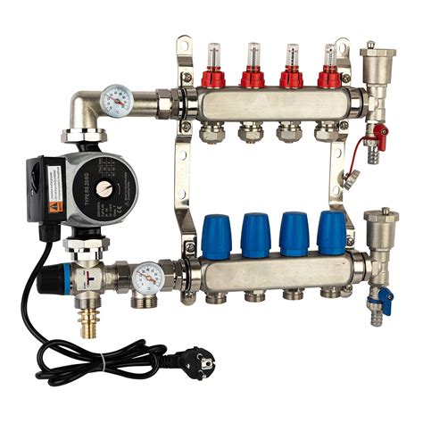 4-Branch Pex Radiant Floor Heating Manifold Kit Set 4 Loop - Stainless ...