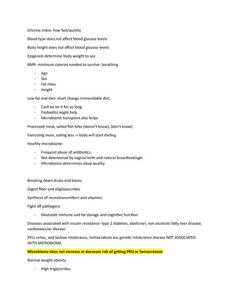 Exam review #2 - Glicimic index- how fast/quickly Blood type does not ...