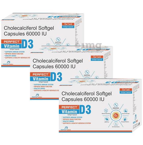 Perfect Vitamin D3 Cholecalciferol 60000 IU Softgel Capsule (5 Strip ...