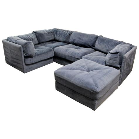 Mid-Century Modern Baughman Modular Blue Sectional Sofa Conversation ...