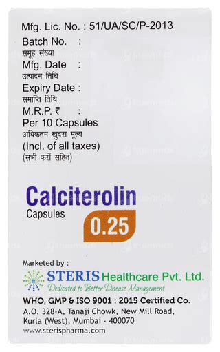 Calciterolin 0.25 MCG | Order Calciterolin 0.25 MCG Capsule Online at ...