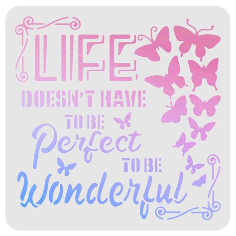 Buy FINGERINSPIRE Quote Stencil Template (12x12 inch) Wonderful Life ...