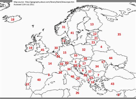 Blank Europe Map Quiz Printable