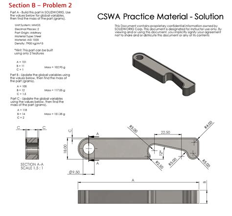 Image result for CSWA SolidWorks Practice Problem 7 3