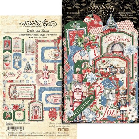 Graphic 45 Chipboard Die-Cuts-Tags & Frames, Deck The Halls, Count: 1 ...