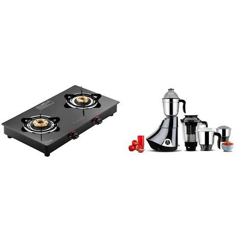 Butterfly Rapid 2B Auto Ignition LPG Glass Top Stove (2 Burners, Black ...