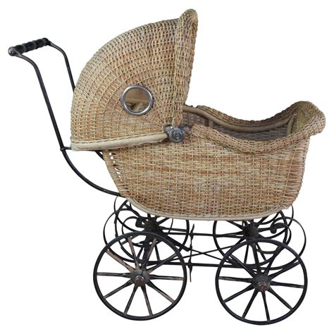 Antique Victorian Wicker Baby Stroller Carriage Buggy Pram w Hidden ...