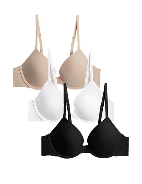 Buy 3pk Wired Plunge T-Shirt Bras A-E at Marks & Spencer