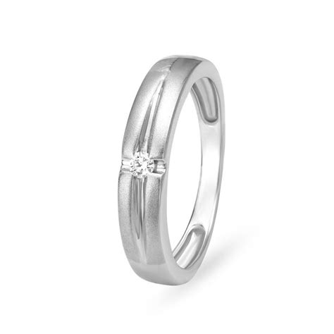 Glam 950 Pure Platinum And Diamond Ridged Finger Ring